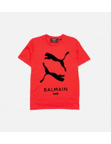 Balmain X Puma Mens Graphic T-Shirt - Red/Black Paris Déstockage Promo