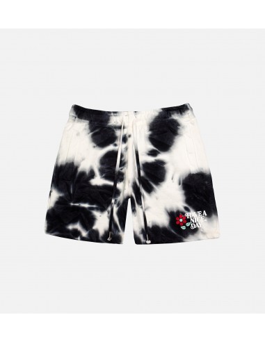 Nice Day Tie Dye Fleece Shorts Mens Shorts - Black/White basket pas cher