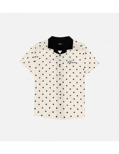 Nice Polka Dot Short Sleeve Rayon Shirt Mens Top - Cream Voir les baskets