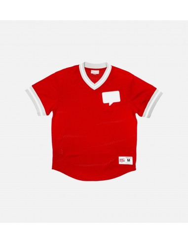 V Neck Mesh Nice Kicks Shirt - Red/White 2023